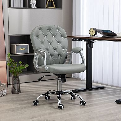 Vanity Office Chair Tufted Backrest Swivel Rolling With Height Adjustable