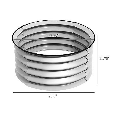 Outsunny Raised Garden Bed, Set Of 2 Galvanized Planter Box, Silver