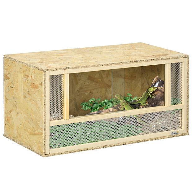 Pawhut Wooden Reptile Terrarium For Chameleon, Lizard, Snake, Frog