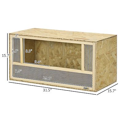 Pawhut Wooden Reptile Terrarium For Chameleon, Lizard, Snake, Frog, Turtle