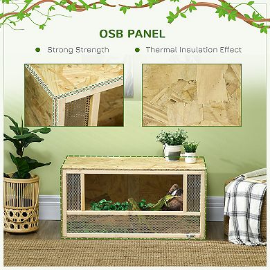 Pawhut Wooden Reptile Terrarium For Chameleon, Lizard, Snake, Frog, Turtle