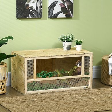 Pawhut Wooden Reptile Terrarium For Chameleon, Lizard, Snake, Frog, Turtle