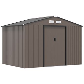 Outsunny 9ft x 6' Storage Shed Garden Tool House w/ Vents Doors