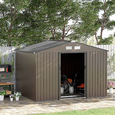 Outsunny 9ft x 6' Storage Shed Garden Tool House w/ Vents Doors
