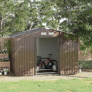 Outsunny 9ft x 6' Storage Shed Garden Tool House w/ Vents Doors