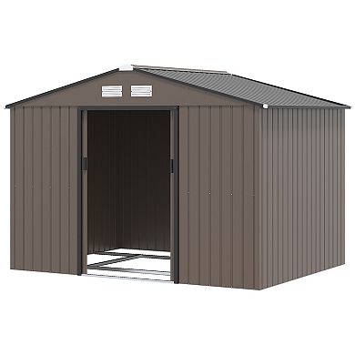 Outsunny 9ft x 6' Storage Shed Garden Tool House w/ Vents Doors