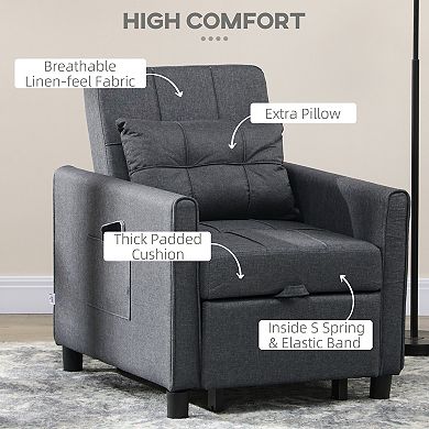 Folding Sofa Bed Pull Out Convertible Chair Bed W/ Adjustable Backrest Pillow