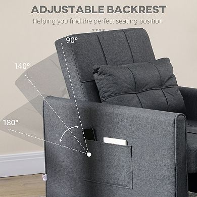 Folding Sofa Bed Pull Out Convertible Chair Bed W/ Adjustable Backrest Pillow