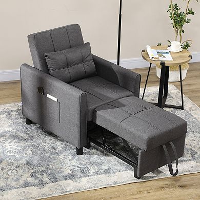 Folding Sofa Bed Pull Out Convertible Chair Bed W/ Adjustable Backrest Pillow