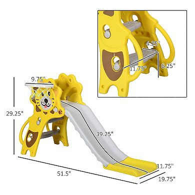 Qaba 2 In 1 Toddler Slide For Indoor With Basketball Hoop For 18-36 Months