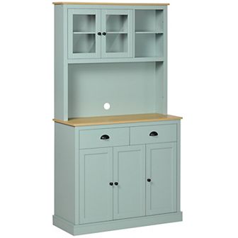 Homcom 71" Kitchen Pantry, Modern Storage Cabinet With Drawers, Glass Doors
