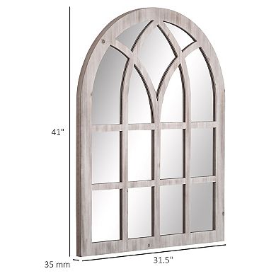 41" X 31.5" Rustic Wall Mirror For Living Room, Bedroom, Arch Window Mirror