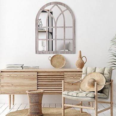 41" X 31.5" Rustic Wall Mirror For Living Room, Bedroom, Arch Window Mirror