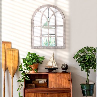 41" X 31.5" Rustic Wall Mirror For Living Room, Bedroom, Arch Window Mirror
