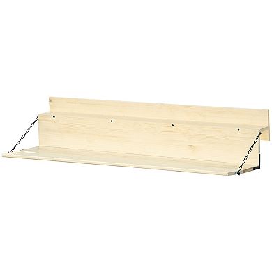 Outsunny Hanging Deck Table, Foldable Balcony Desk, Natural