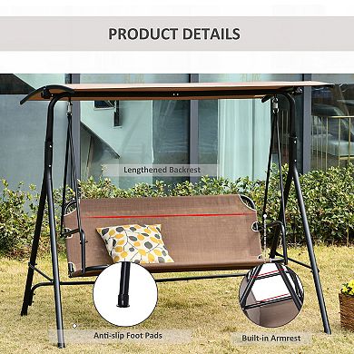 Patio Swing Chair With Canopy, Seats 2 Adults Loveseat Bench With Canopy, Armrests, A-frame Steel