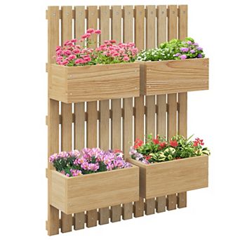 Outsunny Raised Garden Bed With Trellis, Drain Hole, Adjustable Height