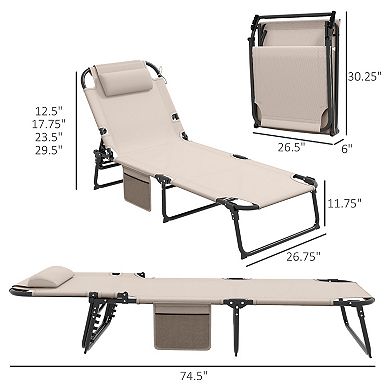 Outsunny Folding Chaise Lounge W/ Cushion, Reclining Tanning Chair