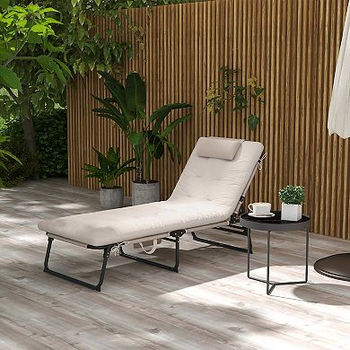 Outsunny Folding Chaise Lounge W/ Cushion, Reclining Tanning Chair