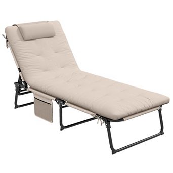 Outsunny Folding Chaise Lounge W/ Cushion, Reclining Tanning Chair
