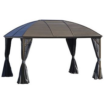 10x13 hardtop gazebo with aluminum frame Permanent arc Metal roof gazebo, Gray