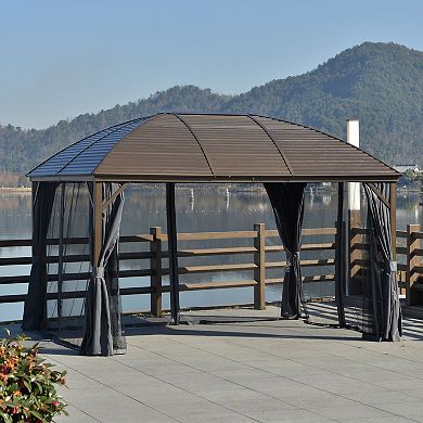 10x13 hardtop gazebo with aluminum frame Permanent arc Metal roof gazebo, Gray