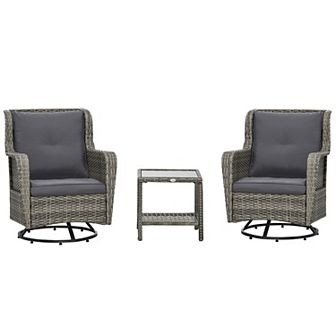 Outsunny Patio Bistro Set W/ Rocking Function, Porch Furniture, Grey