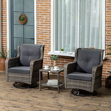 Outsunny Patio Bistro Set W/ Rocking Function, Porch Furniture, Grey