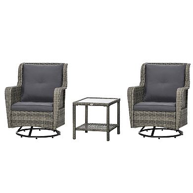 Outsunny Patio Bistro Set W/ Rocking Function, Porch Furniture, Grey