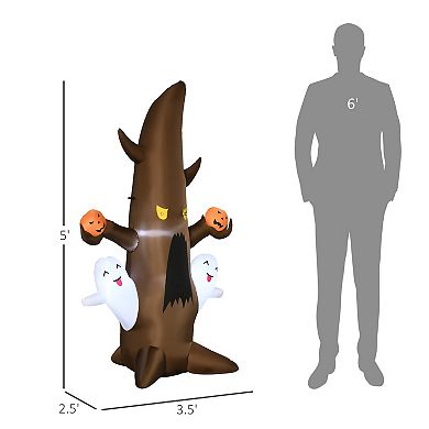 Outsunny 5ft Inflatable Halloween Ghost Tree W/ Smiling Ghost