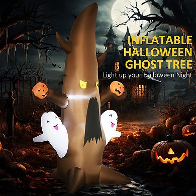 Outsunny 5ft Inflatable Halloween Ghost Tree W/ Smiling Ghost