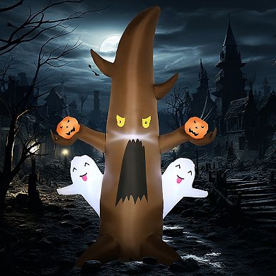 Outsunny 5ft Inflatable Halloween Ghost Tree W/ Smiling Ghost