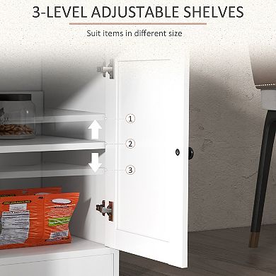 Homcom Kitchen Sideboard, Buffet Cabinet W/ Barn Doors, Adjustable Shelf