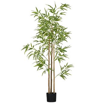 6' Artificial Bamboo Tree, Potted Indoor Outdoor Fake Plant For Home Office