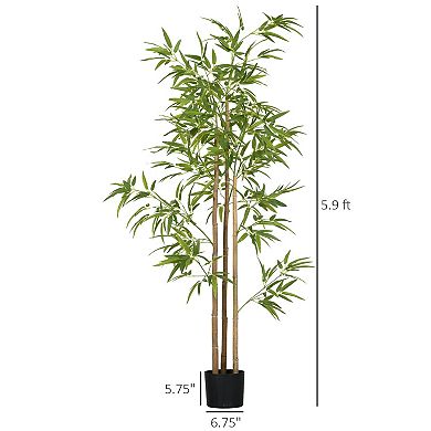 HOMCOM 6' Artificial Tree, Pre-Potted Bamboo for Home Decor, Fake Tree