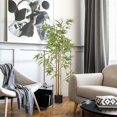 HOMCOM 6' Artificial Tree, Pre-Potted Bamboo for Home Decor, Fake Tree