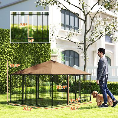 PawHut Outside Dog Kennel, 6.9ft x 6.9' x 5' Puppy Play Pen