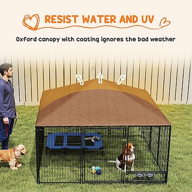 PawHut Outside Dog Kennel, 6.9ft x 6.9' x 5' Puppy Play Pen