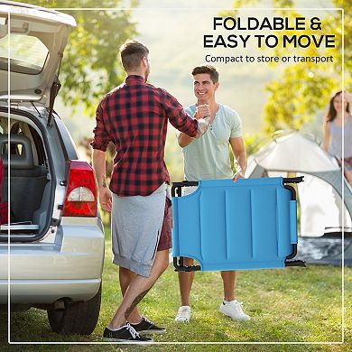 Outsunny Outdoor Folding Tanning Chair w/ Shade & Pillow, Blue