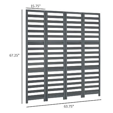 4-panel Folding Divider Room, 5 Ft Louvred Privacy Screen Panels, White/grey
