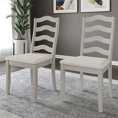 Transitional Wooden Dining Chair With Warm Grey Cover