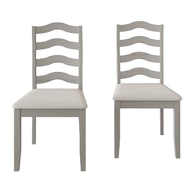 Transitional Wooden Dining Chair With Warm Grey Cover