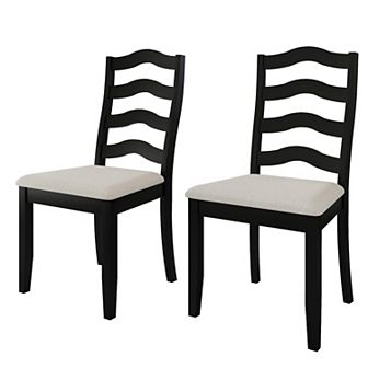 Transitional Wooden Dining Chair With Warm Grey Cover