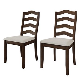 Transitional Wooden Dining Chair With Warm Grey Cover