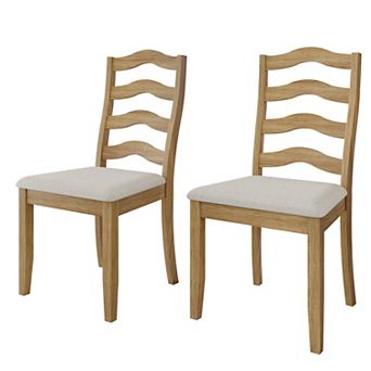 Transitional Wooden Dining Chair With Warm Grey Cover