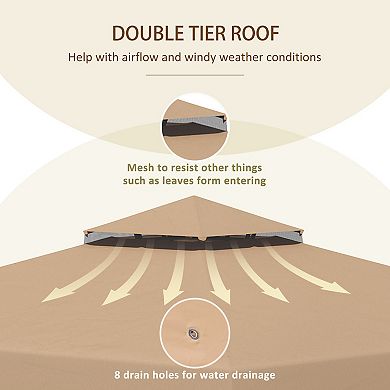 Outsunny 9.8'x9.8' Double Roof Gazebo Replacement Canopy Top Cover