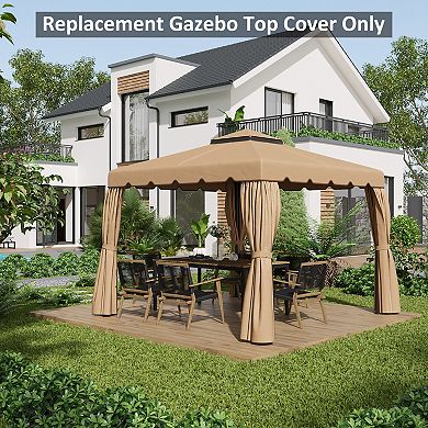 Outsunny 9.8'x9.8' Double Roof Gazebo Replacement Canopy Top Cover