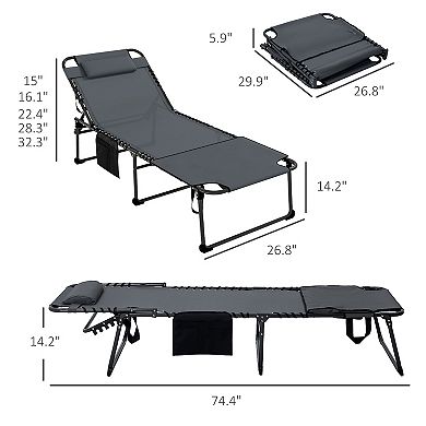 Outsunny 2-piece Folding Chaise Lounge, Reclining Tanning Chairs