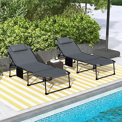 Outsunny 2-piece Folding Chaise Lounge, Reclining Tanning Chairs