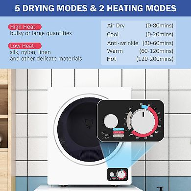 Homcom Portable Clothes Dryer 120v 850w Compact Laundry Dryer For Apartment